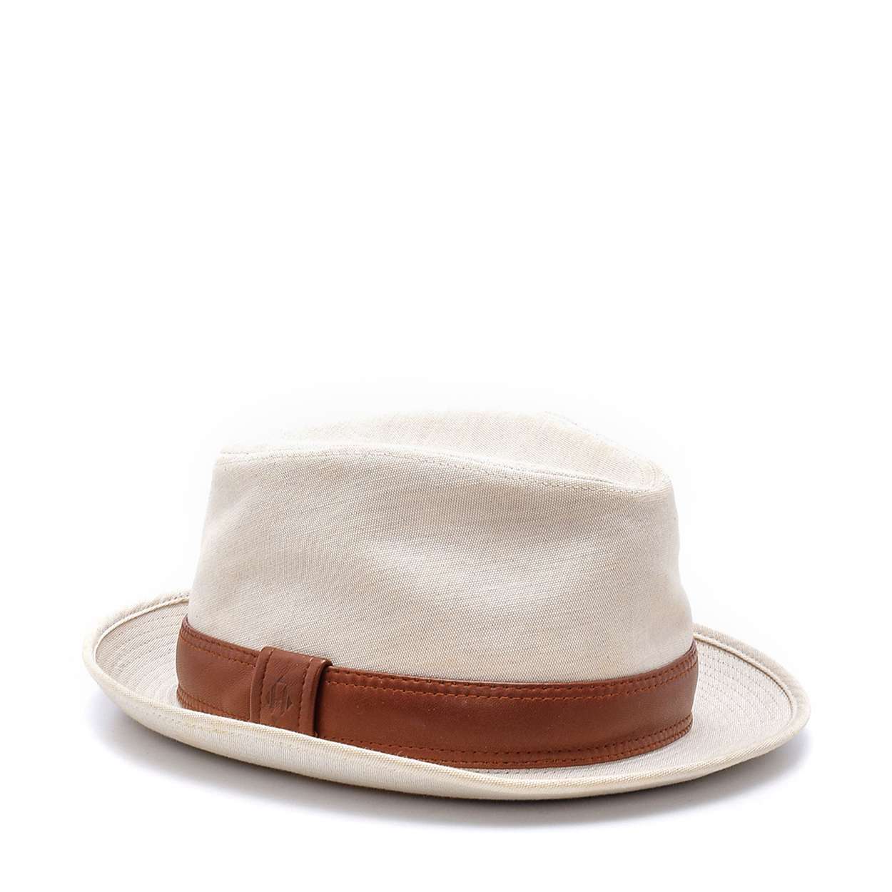 Hermes - Cream Cotton and Brown Leather Hat 